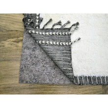 Load image into Gallery viewer, 9&#39;2&quot;x12&#39;1&quot; Daisy White, Moroccan Weave With Geometric Line Design, Modern, Textured Pile, Natural Undyed Wool, Shabby Chic, Hand Knotted, Oriental Rug FWR457332