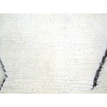 Load image into Gallery viewer, 9&#39;2&quot;x12&#39;1&quot; Daisy White, Moroccan Weave With Geometric Line Design, Modern, Textured Pile, Natural Undyed Wool, Shabby Chic, Hand Knotted, Oriental Rug FWR457332