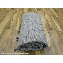 Load image into Gallery viewer, 9&#39;2&quot;x12&#39;1&quot; Daisy White, Moroccan Weave With Geometric Line Design, Modern, Textured Pile, Natural Undyed Wool, Shabby Chic, Hand Knotted, Oriental Rug FWR457332