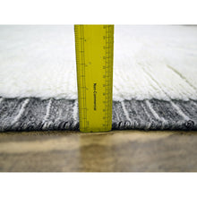 Load image into Gallery viewer, 9&#39;2&quot;x12&#39;1&quot; Daisy White, Moroccan Weave With Geometric Line Design, Modern, Textured Pile, Natural Undyed Wool, Shabby Chic, Hand Knotted, Oriental Rug FWR457332