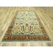 Load image into Gallery viewer, 7&#39;10&quot;x10&#39;3&quot; Linen White, Heriz All Over Design, Natural Dyes, Hand Knotted, Soft Pile, Hand Spun New Zealand Wool, Oriental Rug FWR457350