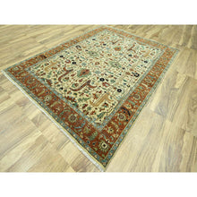 Load image into Gallery viewer, 7&#39;10&quot;x10&#39;3&quot; Linen White, Heriz All Over Design, Natural Dyes, Hand Knotted, Soft Pile, Hand Spun New Zealand Wool, Oriental Rug FWR457350