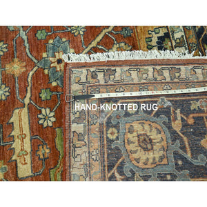 10'x13'10" Rust Red, Heriz All Over Design, Soft Pile, Natural Dyes, Hand Knotted, Hand Spun New Zealand Wool, Oriental Rug FWR457356