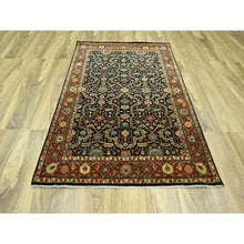 Load image into Gallery viewer, 5&#39;3&quot;x7&#39;1&quot; Midnight Blue, Heriz All Over Design, Natural Dyes, Hand Knotted, Soft Pile, Hand Spun New Zealand Wool, Oriental Rug FWR457380