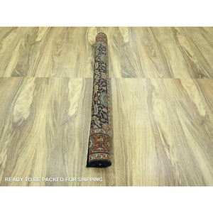5'3"x7'1" Midnight Blue, Heriz All Over Design, Natural Dyes, Hand Knotted, Soft Pile, Hand Spun New Zealand Wool, Oriental Rug FWR457380