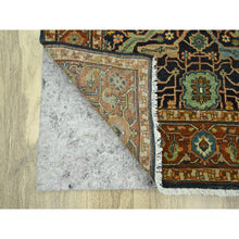 Load image into Gallery viewer, 4&#39;1&quot;x6&#39; Navy Blue, Heriz All Over Design, Hand Knotted, Soft Pile, Natural Dyes, Hand Spun New Zealand Wool, Oriental Rug FWR457386