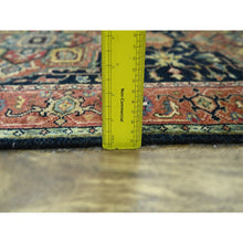 Load image into Gallery viewer, 2&#39;8&quot;x21&#39;8&quot; Midnight Blue, Heriz with Geometric Medallions Design, Natural Dyes, Hand Knotted, Soft Pile, Hand Spun New Zealand Wool, XL Runner, Oriental Rug FWR457392