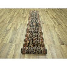 Load image into Gallery viewer, 2&#39;6&quot;x18&#39; Navy Blue, Heriz All Over Design, Natural Dyes, Hand Knotted, Hand Spun New Zealand Wool, Soft Pile, Xl Runner, Oriental Rug FWR457398