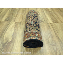 Load image into Gallery viewer, 2&#39;6&quot;x18&#39; Navy Blue, Heriz All Over Design, Natural Dyes, Hand Knotted, Hand Spun New Zealand Wool, Soft Pile, Xl Runner, Oriental Rug FWR457398