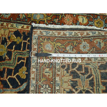 Load image into Gallery viewer, 2&#39;6&quot;x18&#39; Navy Blue, Heriz All Over Design, Natural Dyes, Hand Knotted, Hand Spun New Zealand Wool, Soft Pile, Xl Runner, Oriental Rug FWR457398