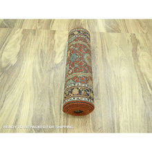 Load image into Gallery viewer, 2&#39;6&quot;x12&#39; Brick Red, Heriz All Over Design, Natural Dyes, Hand Knotted, Hand Spun New Zealand Wool, Soft Pile, Runner, Oriental Rug FWR457404