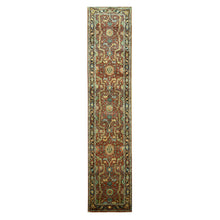 Load image into Gallery viewer, 2&#39;6&quot;x12&#39; Auburn Red, Heriz All Over Design, Soft Pile, Natural Dyes, Hand Knotted, Hand Spun New Zealand Wool, Runner, Oriental Rug FWR457410