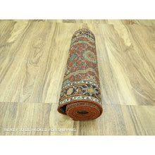Load image into Gallery viewer, 2&#39;6&quot;x12&#39; Auburn Red, Heriz All Over Design, Soft Pile, Natural Dyes, Hand Knotted, Hand Spun New Zealand Wool, Runner, Oriental Rug FWR457410