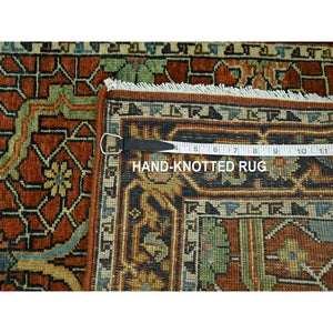 2'6"x12' Auburn Red, Heriz All Over Design, Soft Pile, Natural Dyes, Hand Knotted, Hand Spun New Zealand Wool, Runner, Oriental Rug FWR457410