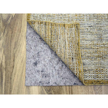 Load image into Gallery viewer, 6&#39;1&quot;x9&#39;1&quot; Daisy White With Golden Yellow, Hand Knotted, Oxidized And Distressed Grass Design With Exposed Warps, Pure Wool, Oriental Rug FWR457464