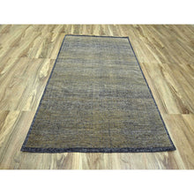Load image into Gallery viewer, 6&#39;x9&#39;2&quot; Bone Brown With Charcoal Black, Oxidized And Distressed Grass Design With Exposed Warps, 100% Wool, Hand Knotted, Oriental Rug FWR457476