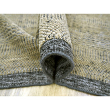 Load image into Gallery viewer, 6&#39;x9&#39;2&quot; Bone Brown With Charcoal Black, Oxidized And Distressed Grass Design With Exposed Warps, 100% Wool, Hand Knotted, Oriental Rug FWR457476