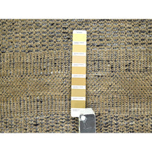 Load image into Gallery viewer, 6&#39;x9&#39;2&quot; Bone Brown With Charcoal Black, Oxidized And Distressed Grass Design With Exposed Warps, 100% Wool, Hand Knotted, Oriental Rug FWR457476