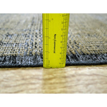 Load image into Gallery viewer, 6&#39;x9&#39;2&quot; Bone Brown With Charcoal Black, Oxidized And Distressed Grass Design With Exposed Warps, 100% Wool, Hand Knotted, Oriental Rug FWR457476