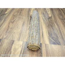 Load image into Gallery viewer, 2&#39;7&quot;x8&#39;2&quot; Snow White With Golden Yellow, Hand Knotted, Oxidized And Distressed Grass Design With Exposed Warps, 100% Wool, Runner, Oriental Rug FWR457482