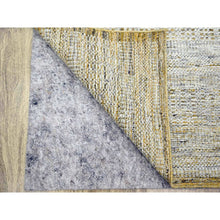Load image into Gallery viewer, 2&#39;7&quot;x6&#39; Golden Yellow, Oxidized And Distressed Grass Design With Exposed Warps, Hand Knotted, Natural 100% Wool, Runner, Oriental Rug FWR457488