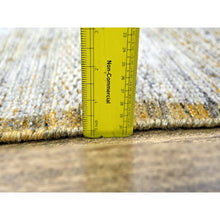 Load image into Gallery viewer, 2&#39;7&quot;x6&#39; Golden Yellow, Oxidized And Distressed Grass Design With Exposed Warps, Hand Knotted, Natural 100% Wool, Runner, Oriental Rug FWR457488