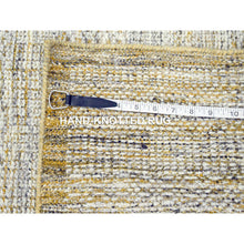 Load image into Gallery viewer, 2&#39;7&quot;x6&#39; Golden Yellow, Oxidized And Distressed Grass Design With Exposed Warps, Hand Knotted, Natural 100% Wool, Runner, Oriental Rug FWR457488