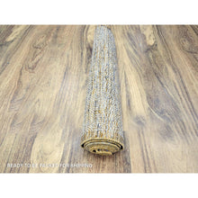 Load image into Gallery viewer, 2&#39;7&quot;x8&#39;2&quot; Powder White With Nugget Gold, Hand Knotted, Oxidized And Distressed Grass Design With Exposed Warps, 100% Wool, Runner, Oriental Rug FWR457494