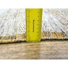 Load image into Gallery viewer, 2&#39;7&quot;x8&#39;2&quot; Powder White With Nugget Gold, Hand Knotted, Oxidized And Distressed Grass Design With Exposed Warps, 100% Wool, Runner, Oriental Rug FWR457494