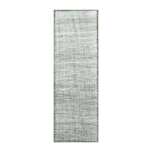 Load image into Gallery viewer, 2&#39;7&quot;x8&#39; Daisy White with Seaweed Green, Hand Knotted, Oxidized and Distressed Grass Design with Exposed Warps, 100% Wool, Runner, Oriental Rug FWR457506