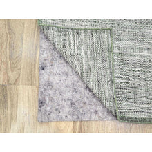 Load image into Gallery viewer, 2&#39;7&quot;x8&#39; Daisy White With Seaweed Green, Hand Knotted, Oxidized And Distressed Grass Design With Exposed Warps, 100% Wool, Runner, Oriental Rug FWR457506