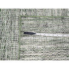 Load image into Gallery viewer, 2&#39;7&quot;x8&#39; Daisy White With Seaweed Green, Hand Knotted, Oxidized And Distressed Grass Design With Exposed Warps, 100% Wool, Runner, Oriental Rug FWR457506