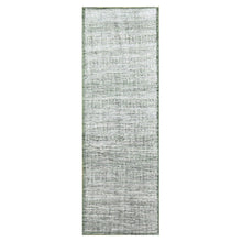 Load image into Gallery viewer, 2&#39;6&quot;x8&#39; Vista White with Pine Green, 100% Wool, Hand Knotted, Oxidized and Distressed Grass Design with Exposed Warps, Runner, Oriental Rug FWR457512