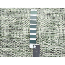 Load image into Gallery viewer, 2&#39;6&quot;x8&#39; Vista White with Pine Green, 100% Wool, Hand Knotted, Oxidized and Distressed Grass Design with Exposed Warps, Runner, Oriental Rug FWR457512