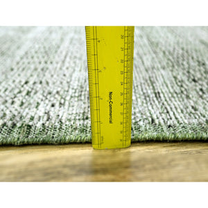 2'6"x8' Vista White with Pine Green, 100% Wool, Hand Knotted, Oxidized and Distressed Grass Design with Exposed Warps, Runner, Oriental Rug FWR457512