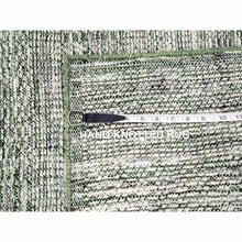 Load image into Gallery viewer, 2&#39;6&quot;x8&#39; Vista White with Pine Green, 100% Wool, Hand Knotted, Oxidized and Distressed Grass Design with Exposed Warps, Runner, Oriental Rug FWR457512