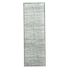Load image into Gallery viewer, 2&#39;3&quot;x8&#39; Cotton White with Forest Green, Hand Knotted, Oxidized and Distressed Grass Design with Exposed Warps, 100% Wool, Narrow Runner, Oriental Rug FWR457518