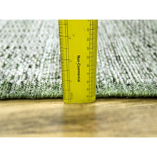 Load image into Gallery viewer, 2&#39;3&quot;x8&#39; Cotton White with Forest Green, Hand Knotted, Oxidized and Distressed Grass Design with Exposed Warps, 100% Wool, Narrow Runner, Oriental Rug FWR457518
