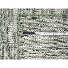 Load image into Gallery viewer, 2&#39;3&quot;x8&#39; Cotton White with Forest Green, Hand Knotted, Oxidized and Distressed Grass Design with Exposed Warps, 100% Wool, Narrow Runner, Oriental Rug FWR457518