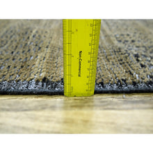 Load image into Gallery viewer, 2&#39;x3&#39; Charcoal Black with Honey Brown, Oxidized and Distressed Grass Design with Exposed Warps, 100% Wool, Hand Knotted, Mat, Sample, Oriental Rug FWR457554