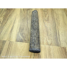 Load image into Gallery viewer, 2&#39;x3&#39; Charcoal Black with Honey Brown, Oxidized and Distressed Grass Design with Exposed Warps, 100% Wool, Hand Knotted, Mat, Sample, Oriental Rug FWR457554