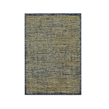 Load image into Gallery viewer, 2&#39;x3&#39; Charcoal Black with Peanut Brown, Oxidized and Distressed Grass Design with Exposed Warps, 100% Wool, Hand Knotted, Sample, Mat, Oriental Rug FWR457560