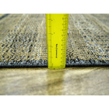 Load image into Gallery viewer, 2&#39;x3&#39; Charcoal Black with Peanut Brown, Oxidized and Distressed Grass Design with Exposed Warps, 100% Wool, Hand Knotted, Sample, Mat, Oriental Rug FWR457560