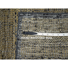 Load image into Gallery viewer, 2&#39;x3&#39; Charcoal Black with Peanut Brown, Oxidized and Distressed Grass Design with Exposed Warps, 100% Wool, Hand Knotted, Sample, Mat, Oriental Rug FWR457560