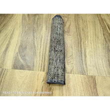 Load image into Gallery viewer, 2&#39;x3&#39; Charcoal Black with Peanut Brown, Oxidized and Distressed Grass Design with Exposed Warps, 100% Wool, Hand Knotted, Sample, Mat, Oriental Rug FWR457560