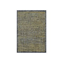 Load image into Gallery viewer, 2&#39;x3&#39; Charcoal Black with Tawny Brown, Oxidized and Distressed Grass Design with Exposed Warps, 100% Wool, Hand Knotted, Mat, Sample, Oriental Rug FWR457572