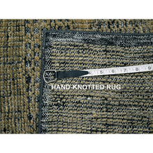 Load image into Gallery viewer, 2&#39;x3&#39; Charcoal Black With Tawny Brown, Oxidized And Distressed Grass Design With Exposed Warps, 100% Wool, Hand Knotted, Mat, Sample, Oriental Rug FWR457572