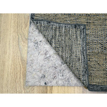 Load image into Gallery viewer, 2&#39;6&quot;x8&#39; Charcoal Black with Bone Brown, Oxidized and Distressed Grass Design with Exposed Warps, 100% Wool, Hand Knotted, Runner, Oriental Rug FWR457584