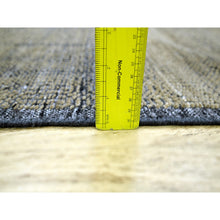 Load image into Gallery viewer, 2&#39;6&quot;x8&#39; Charcoal Black with Bone Brown, Oxidized and Distressed Grass Design with Exposed Warps, 100% Wool, Hand Knotted, Runner, Oriental Rug FWR457584
