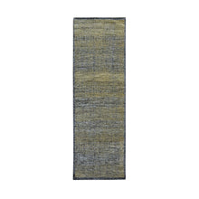 Load image into Gallery viewer, 2&#39;6&quot;x8&#39; Dijon Brown with Charcoal Black, Hand Knotted, Oxidized and Distressed Grass Design with Exposed Warps, 100% Wool, Runner, Oriental Rug FWR457590